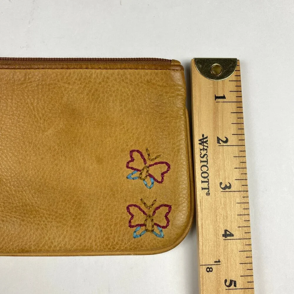 Fossil‎ Vintage Y2K Leather Embroidered Butterfly Wristlet Wallet